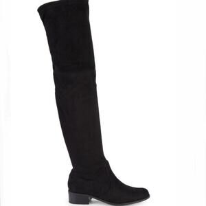 Charles David NWOB Black Gammon Stretch Suede Round Toe Over Knee Boot Size 7.5